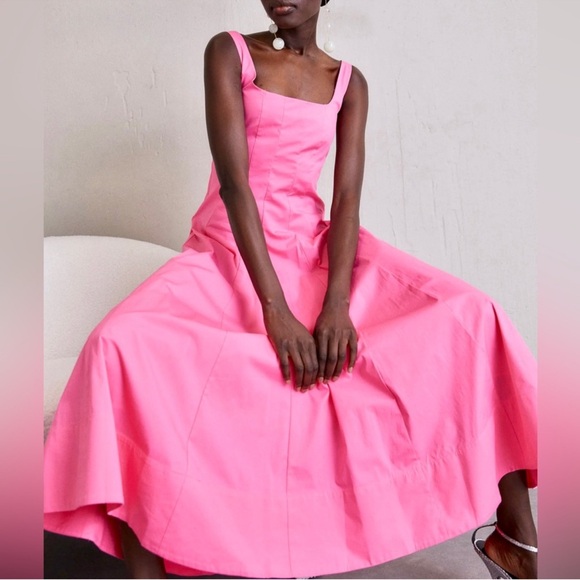 Staud Wells Midi Dress Plumeria Size 16 - Picture 4 of 16